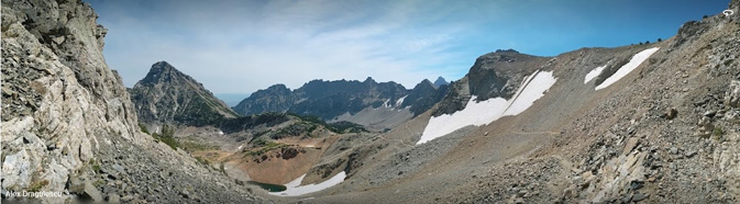 Hurricane Pass and Schoolroom Glacier from the Paintbrush Canyon trail photo by Alex Dragulescu