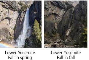 2 photos of waterfall side by side