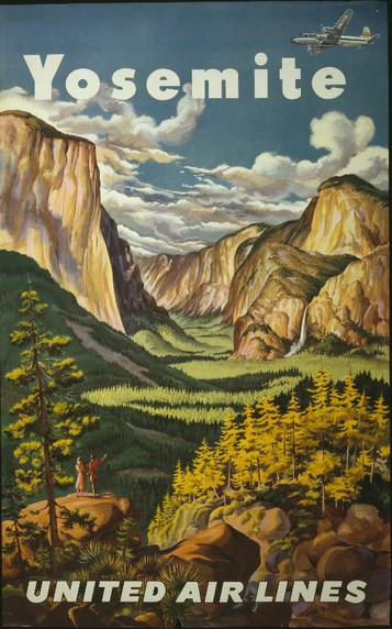drawing of Yosemite valley view
