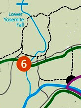 map of trails in vicinity of Sentinel Bridge parking