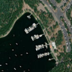 aerial photo of marina and nearest parking