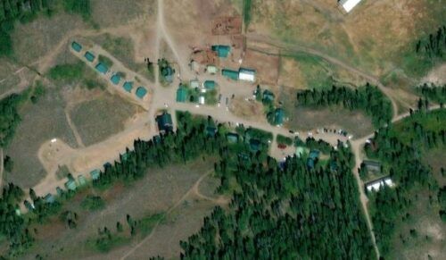 aerial photo of ranch lodging complex