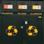 bins labeled plastic glass aluminum