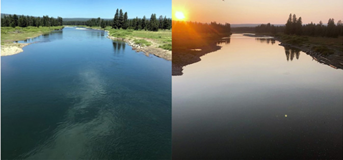 side by side photos of river