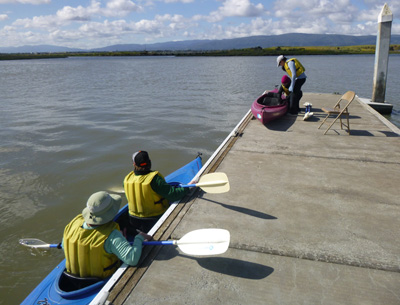 dock and kayaks