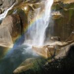 rainbow in waterfall mist