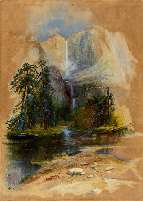painting of waterfall