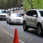 line of cars on roadway