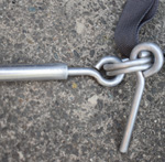 tent ring pin partially into pole