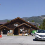 gas station in front of building