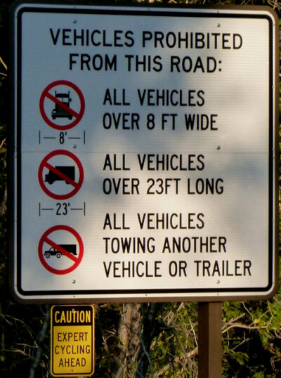 list of vehicles prohibited on road