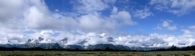 mountains in clouds