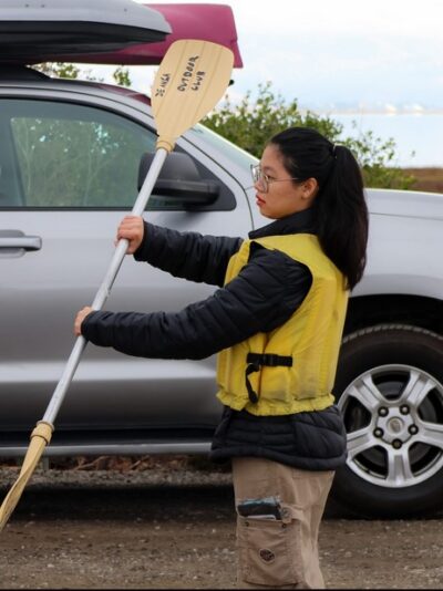 dry-land practice using a kayak paddle