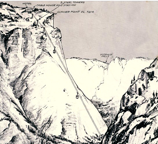 drawing of cliff and tramway route