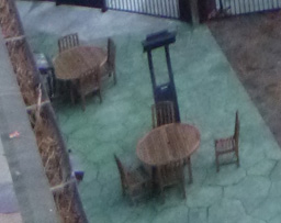 tables and chairs on patio