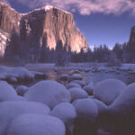 El Capitan with river snow in foreground