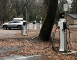 row of Electric Vehicle charging stations