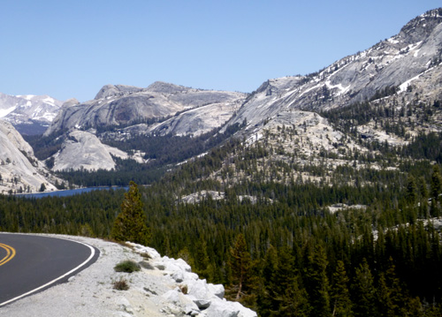 road way and lake below