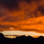 sunset behind mountains