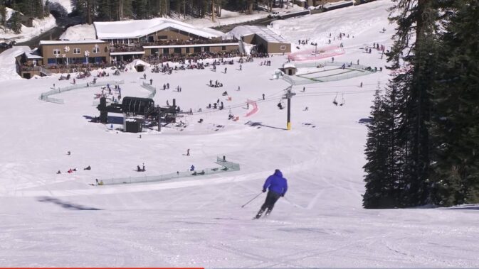 ski slope and building below