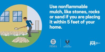 poster says to use non-flammable mulch close to your house