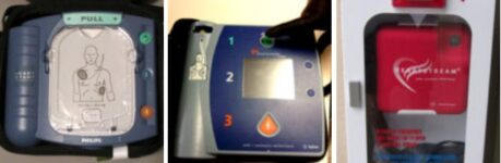 3 models of AEDs, all models we have at De Anza College).