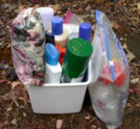 box and bag of toiletries