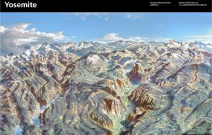 raised relief map of Yosemite national park