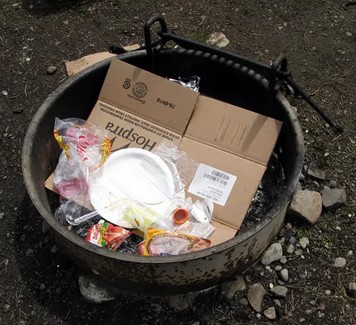 trash in firepit