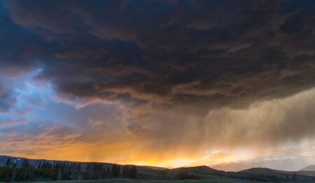 thunderstorm at sunset