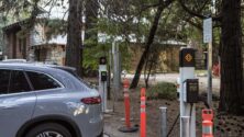 electric vehicle charging stations with Ahwahnee hotel in background