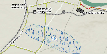 map showing fen and bus stop in relation to it