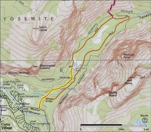 map showing three routes